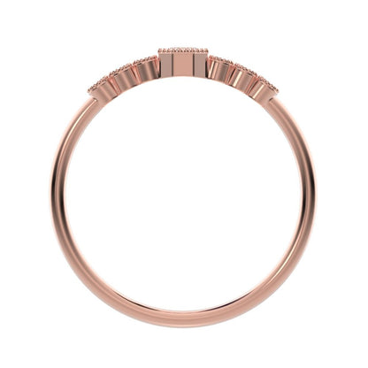 0.225 ct Octagon cut dainty halo Minimalist solitaire with accents bezel milgrain hexagon 14K / 18K Solid Rose Gold everyday ring