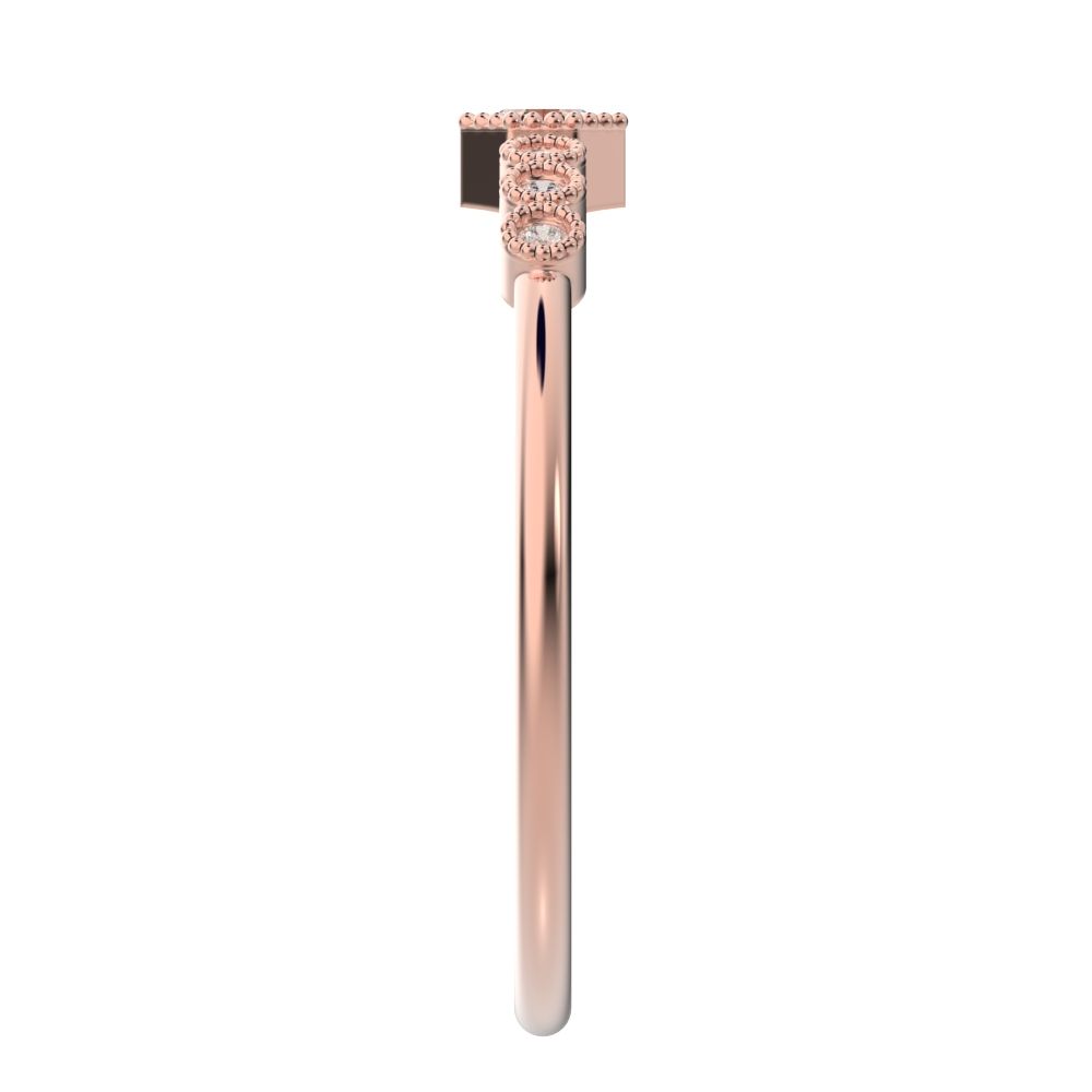 0.225 ct Octagon cut dainty halo Minimalist solitaire with accents bezel milgrain hexagon 14K / 18K Solid Rose Gold everyday ring
