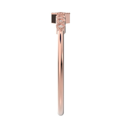 0.225 ct Octagon cut dainty halo Minimalist solitaire with accents bezel milgrain hexagon 14K / 18K Solid Rose Gold everyday ring
