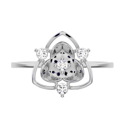 0.08 ct Round Cut Simulated Clear Diamond dainty Minimalist floral halo light cocktail 14K / 18K Solid White Gold everyday ring