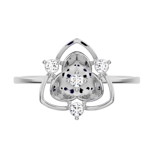 0.08 ct Round Cut Moissanite dainty Minimalist floral halo light cocktail 14K / 18K Solid White Gold everyday ring