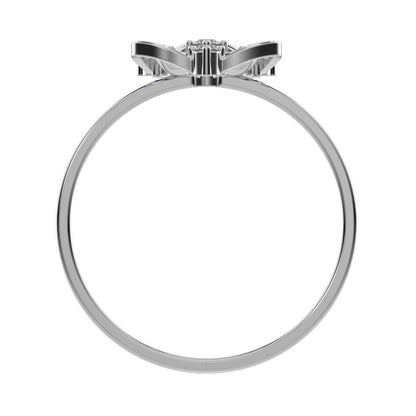 0.08 ct Round Cut Simulated Clear Diamond dainty Minimalist floral halo light cocktail 14K / 18K Solid White Gold everyday ring