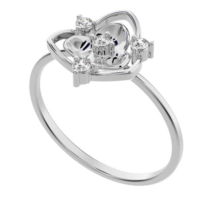 0.08 ct Round Cut Simulated Clear Diamond dainty Minimalist floral halo light cocktail 14K / 18K Solid White Gold everyday ring