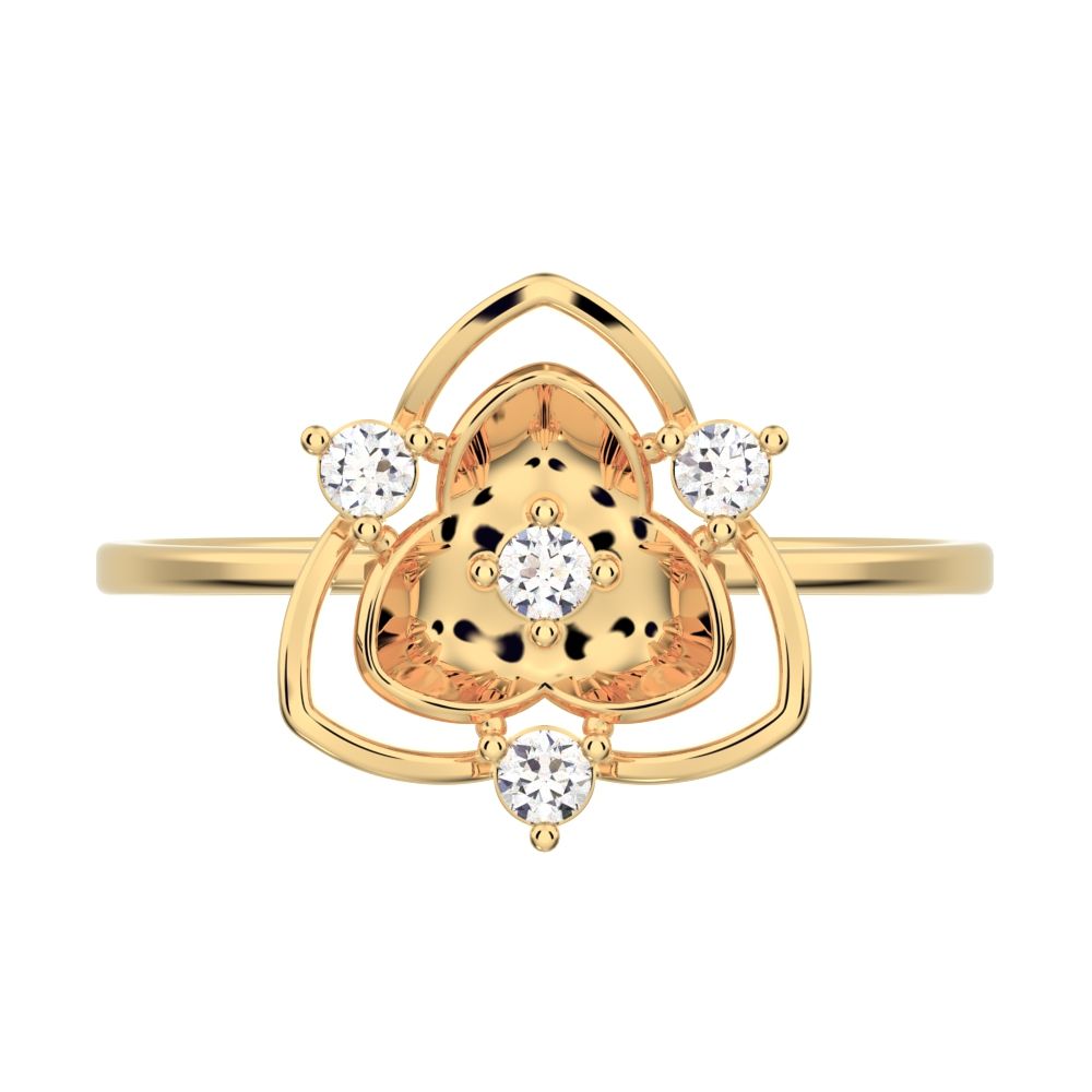 0.08 ct Round Cut Simulated Clear Diamond dainty Minimalist floral halo light cocktail 14K / 18K Solid Yellow Gold everyday ring