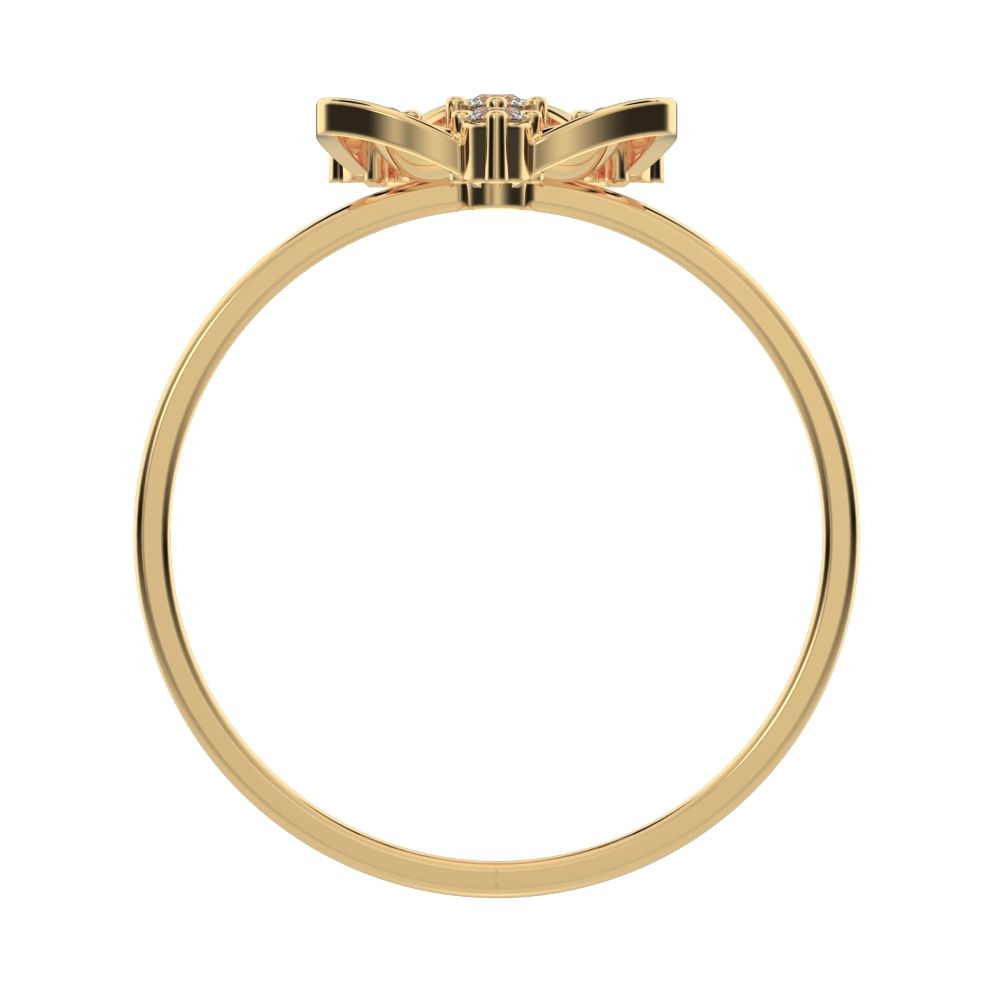 0.08 ct Round Cut Simulated Clear Diamond dainty Minimalist floral halo light cocktail 14K / 18K Solid Yellow Gold everyday ring