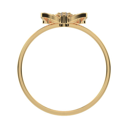 0.08 ct Round Cut Simulated Clear Diamond dainty Minimalist floral halo light cocktail 14K / 18K Solid Yellow Gold everyday ring