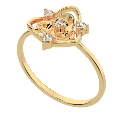 0.08 ct Round Cut Simulated Clear Diamond dainty Minimalist floral halo light cocktail 14K / 18K Solid Yellow Gold everyday ring