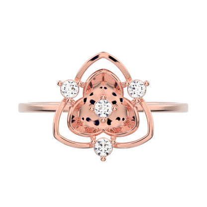 0.08 ct Round Cut Simulated Clear Diamond dainty Minimalist floral halo light cocktail 14K / 18K Solid Rose Gold everyday ring