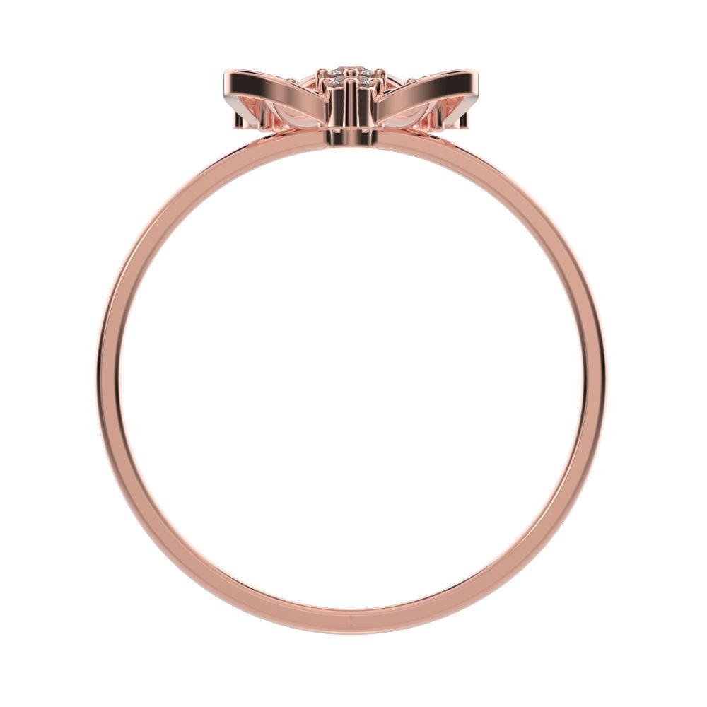 0.08 ct Round Cut Moissanite dainty Minimalist floral halo light cocktail 14K / 18K Solid Rose Gold everyday ring