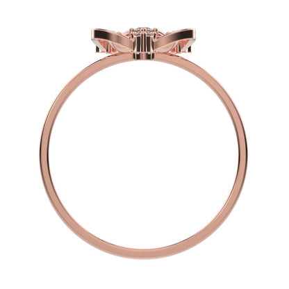 0.08 ct Round Cut Moissanite dainty Minimalist floral halo light cocktail 14K / 18K Solid Rose Gold everyday ring