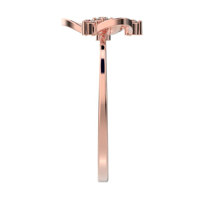 0.08 ct Round Cut Moissanite dainty Minimalist floral halo light cocktail 14K / 18K Solid Rose Gold everyday ring