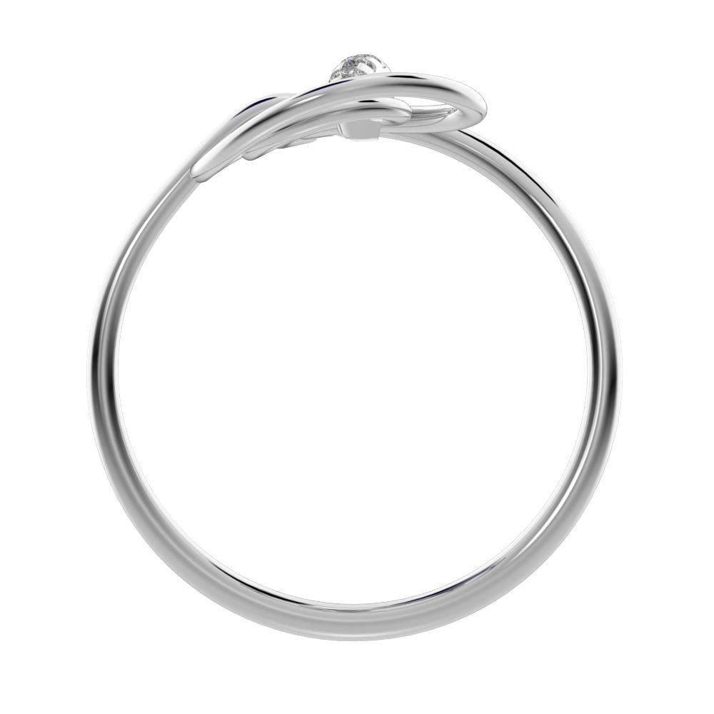 0.0425 ct Round Cut Simulated Clear Diamond dainty Minimalist infinity Knot spiral cocktail 14K / 18K Solid White Gold everyday ring