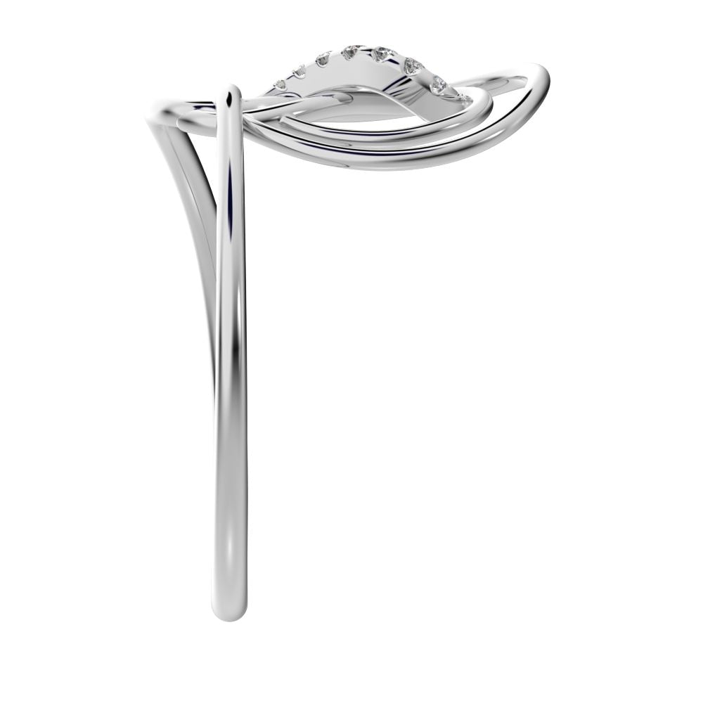 0.0425 ct Round Cut Simulated Clear Diamond dainty Minimalist infinity Knot spiral cocktail 14K / 18K Solid White Gold everyday ring