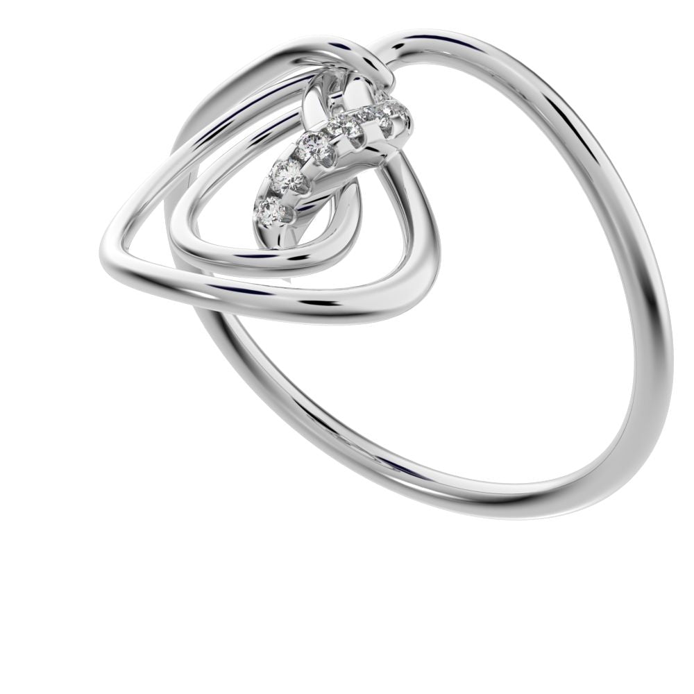 0.0425 ct Round Cut Simulated Clear Diamond dainty Minimalist infinity Knot spiral cocktail 14K / 18K Solid White Gold everyday ring