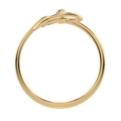 0.0425 ct Round Cut Simulated Clear Diamond dainty Minimalist infinity Knot spiral cocktail 14K / 18K Solid Yellow Gold everyday ring