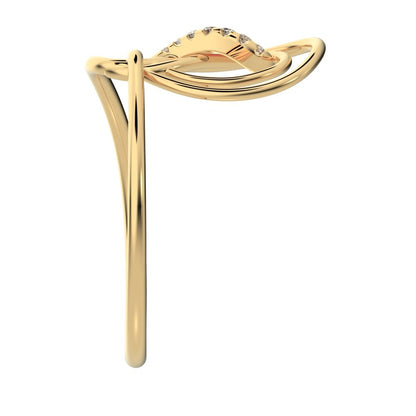0.0425 ct Round Cut Moissanite dainty Minimalist infinity Knot spiral cocktail 14K / 18K Solid Yellow Gold everyday ring