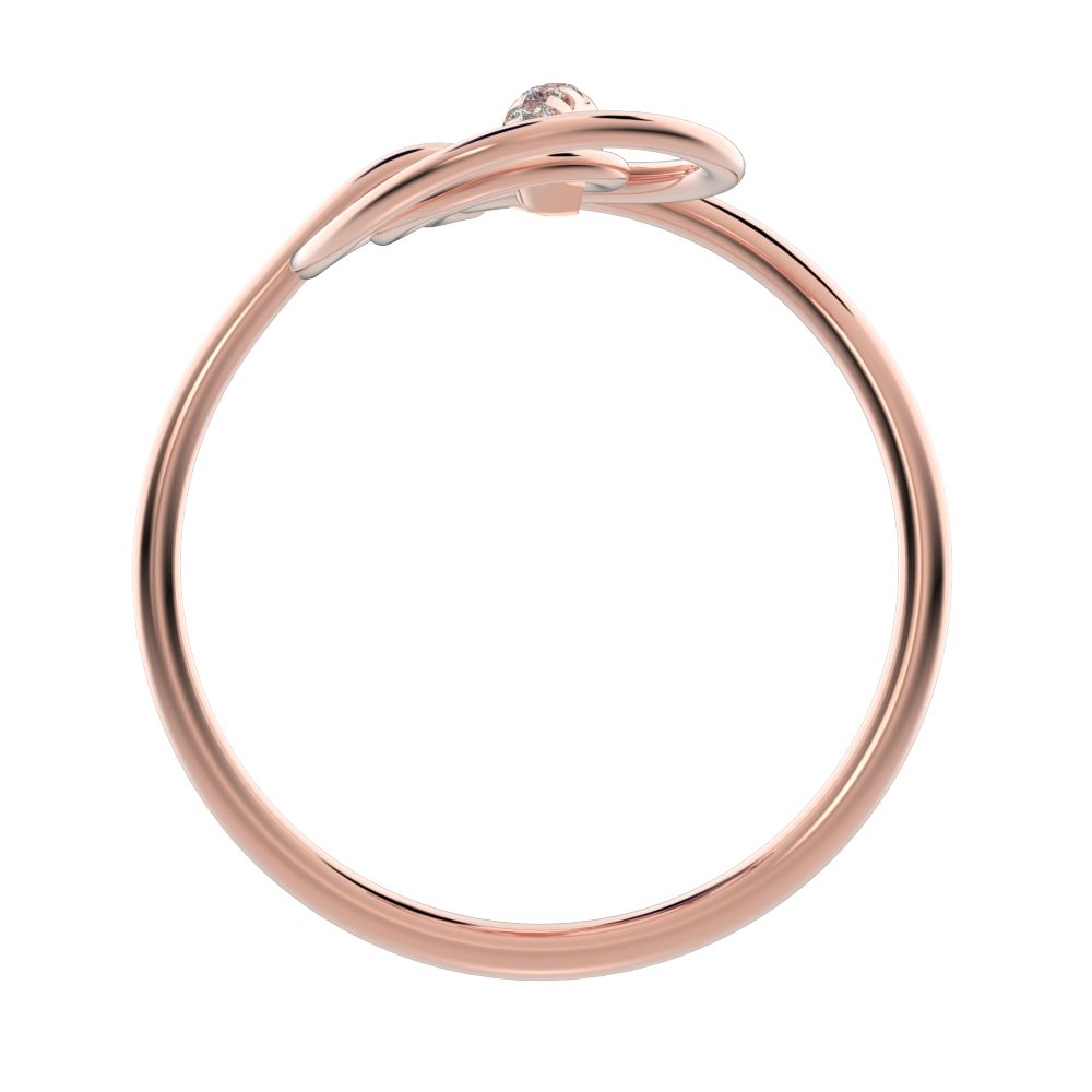 0.0425 ct Round Cut Simulated Clear Diamond dainty Minimalist infinity Knot spiral cocktail 14K / 18K Solid Rose Gold everyday ring