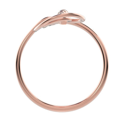 0.0425 ct Round Cut Moissanite dainty Minimalist infinity Knot spiral cocktail 14K / 18K Solid Rose Gold everyday ring