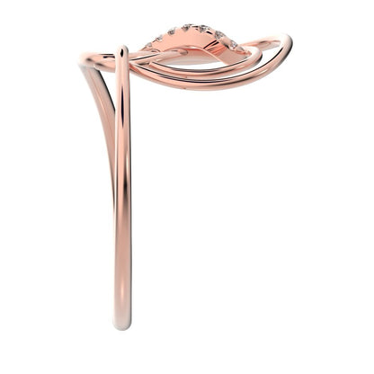 0.0425 ct Round Cut Simulated Clear Diamond dainty Minimalist infinity Knot spiral cocktail 14K / 18K Solid Rose Gold everyday ring