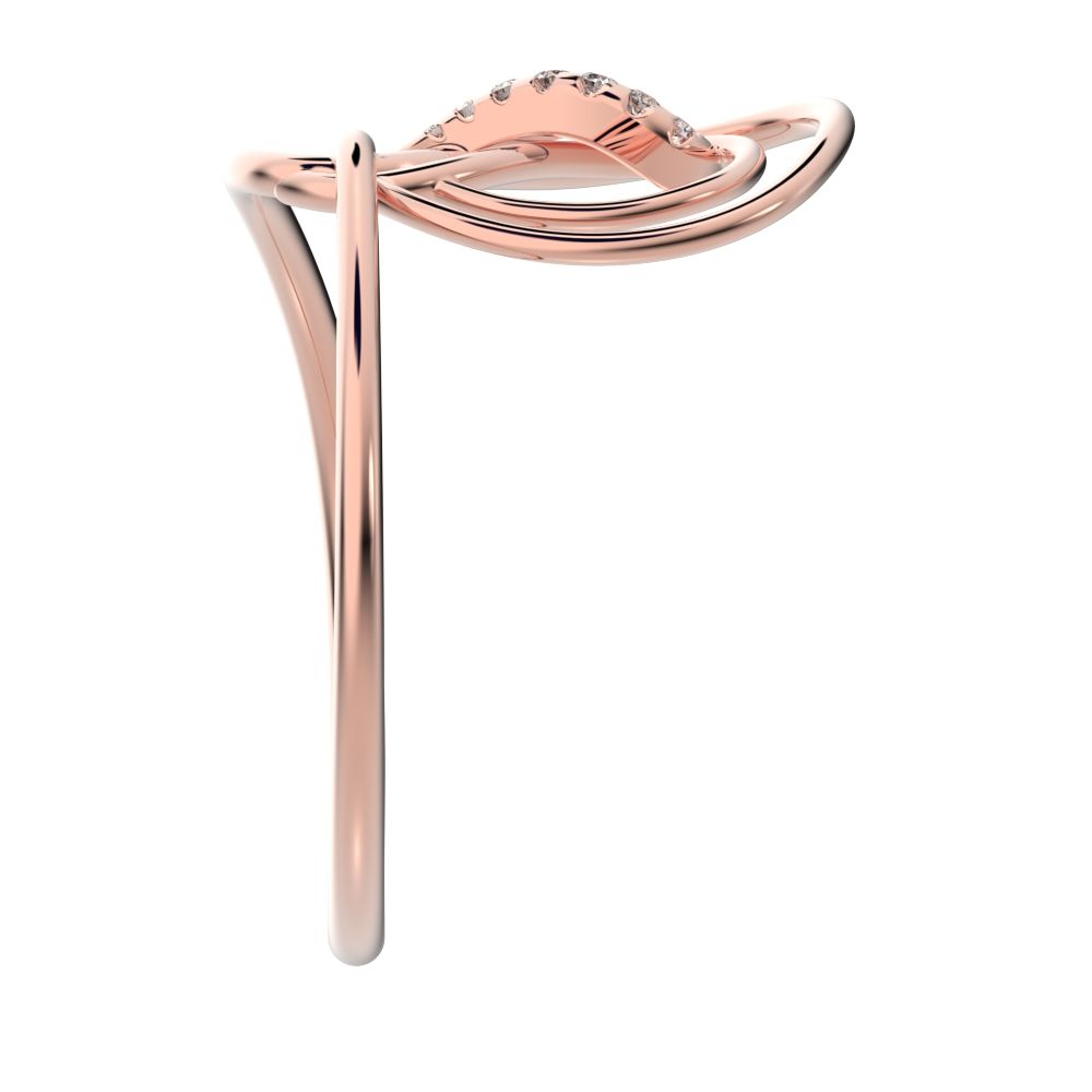 0.0425 ct Round Cut Moissanite dainty Minimalist infinity Knot spiral cocktail 14K / 18K Solid Rose Gold everyday ring