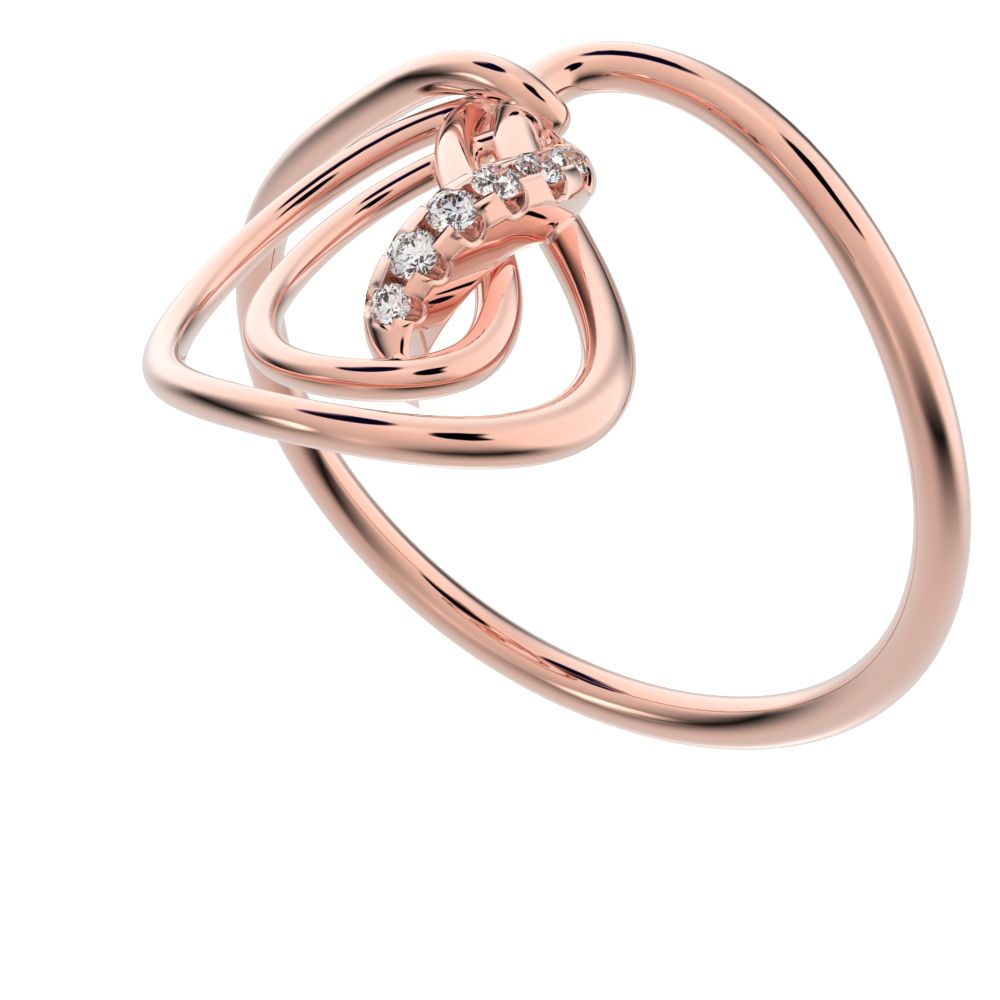 0.0425 ct Round Cut Simulated Clear Diamond dainty Minimalist infinity Knot spiral cocktail 14K / 18K Solid Rose Gold everyday ring