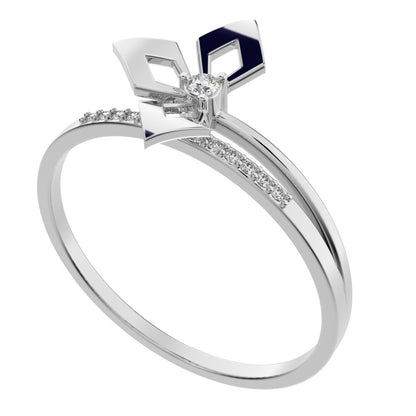 0.0525 ct Round Cut Moissanite dainty Minimalist flower Stackable Half Eternity halo cocktail 14K / 18K Solid White Gold everyday ring