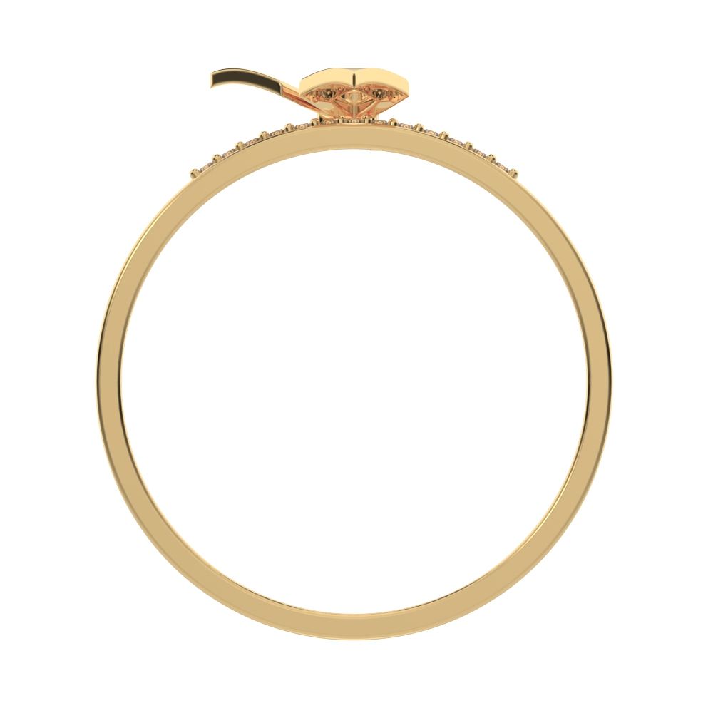 0.0525Ct Round Cut Simulated Clear Diamond Minimalist flower Stackable Half Eternity cocktail 14K / 18K Solid Yellow Gold everyday ring