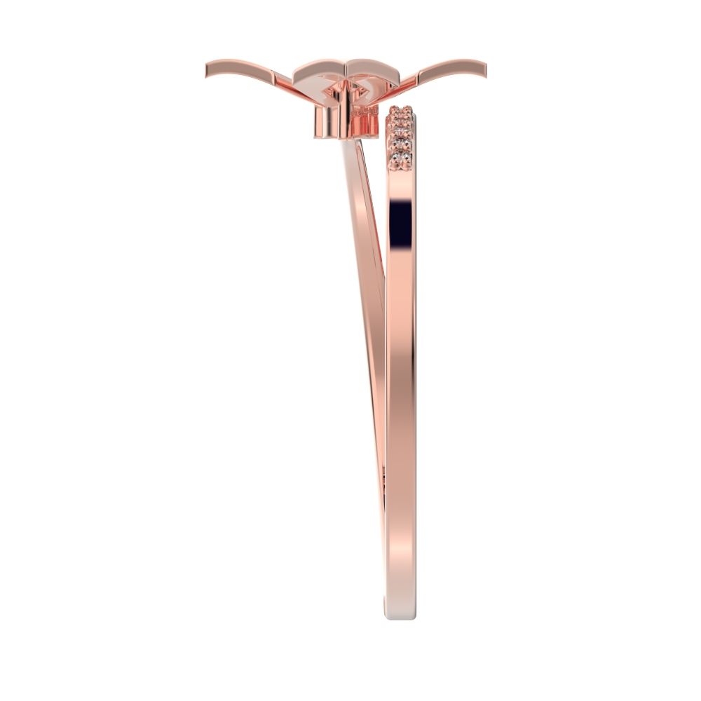 0.0525 ct Round Cut Moissanite dainty Minimalist flower Stackable Half Eternity halo cocktail 14K / 18K Solid Rose Gold everyday ring