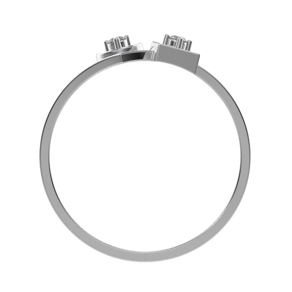 0.04 ct Round Cut Moissanite dainty Minimalist Split Shank dual band Stackable light cocktail 14K / 18K Solid White Gold everyday ring