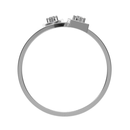 0.04 ct Round Cut Moissanite dainty Minimalist Split Shank dual band Stackable light cocktail 14K / 18K Solid White Gold everyday ring