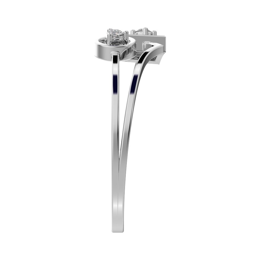 0.04 ct Round Cut Simulated Clear Diamond Minimalist Split Shank dual band Stackable cocktail 14K / 18K Solid White Gold everyday ring