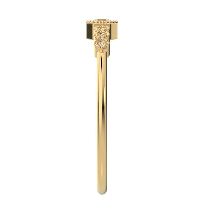 0.225 ct Cushion Cut Simulated Clear Diamond dainty halo Minimalist solitaire with accents 14K / 18K Solid Yellow Gold everyday ring