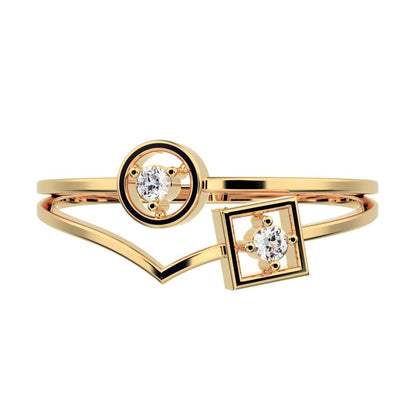 0.04 ct Round Cut Moissanite dainty Minimalist Split Shank dual band Stackable light cocktail 14K / 18K Solid Yellow Gold everyday ring