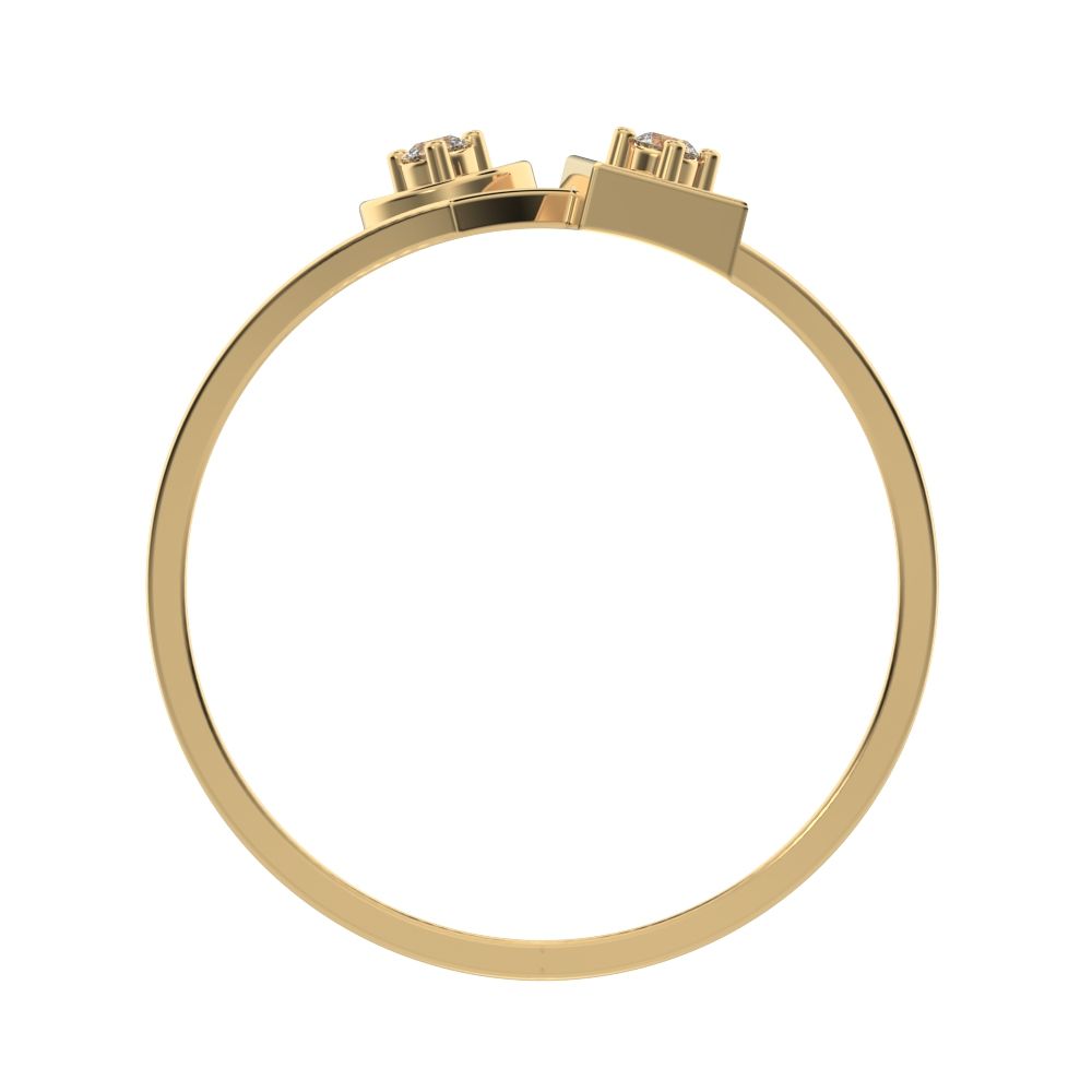 0.04 ct Round Cut Simulated Clear Diamond Minimalist Split Shank dual band Stackable cocktail 14K / 18K Solid Yellow Gold everyday ring