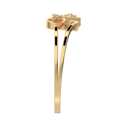 0.04 ct Round Cut Simulated Clear Diamond Minimalist Split Shank dual band Stackable cocktail 14K / 18K Solid Yellow Gold everyday ring