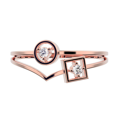 0.04 ct Round Cut Simulated Clear Diamond Minimalist Split Shank dual band Stackable cocktail 14K / 18K Solid Rose Gold everyday ring