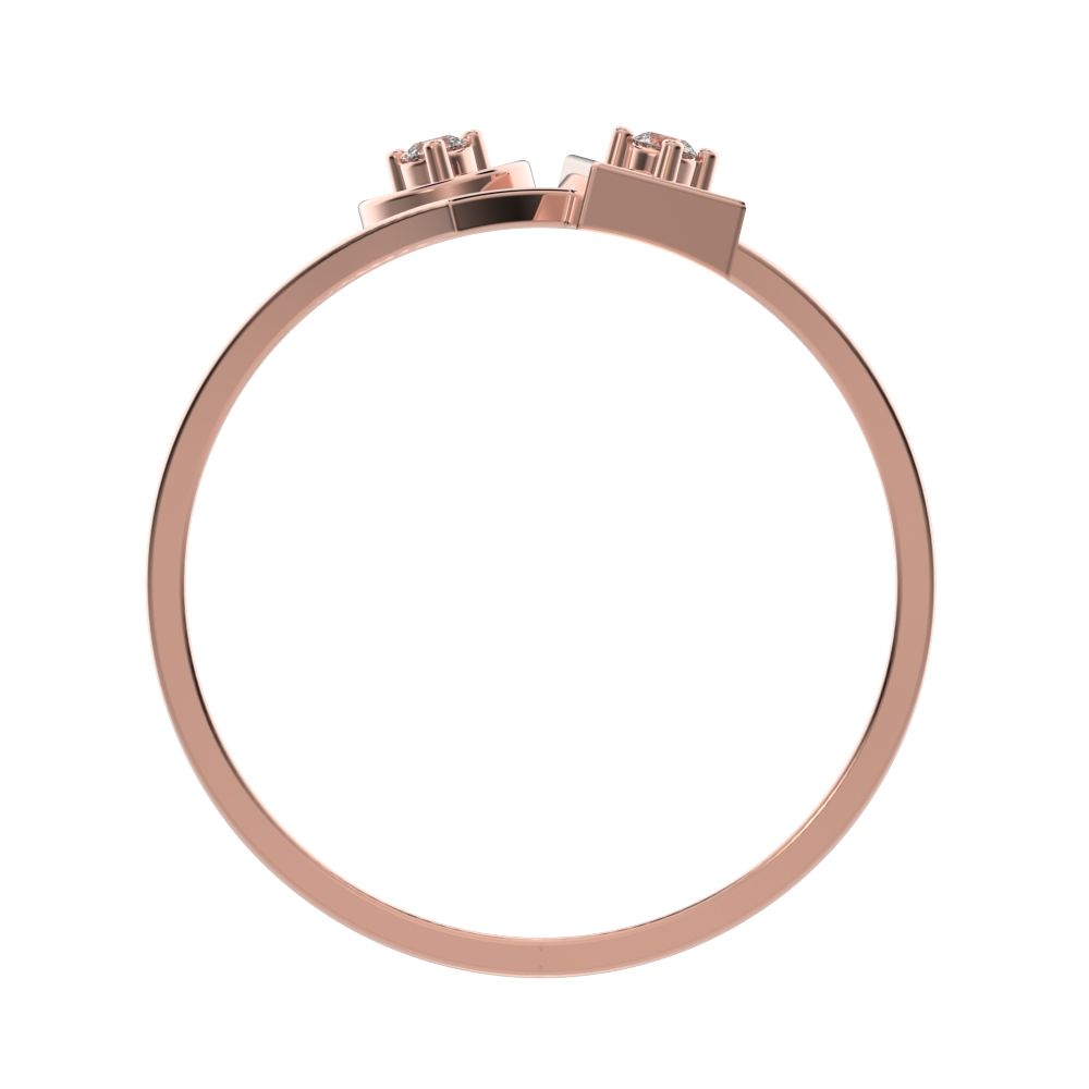 0.04 ct Round Cut Simulated Clear Diamond Minimalist Split Shank dual band Stackable cocktail 14K / 18K Solid Rose Gold everyday ring