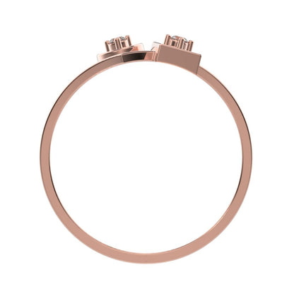 0.04 ct Round Cut Moissanite dainty Minimalist Split Shank dual band Stackable light cocktail 14K / 18K Solid Rose Gold everyday ring