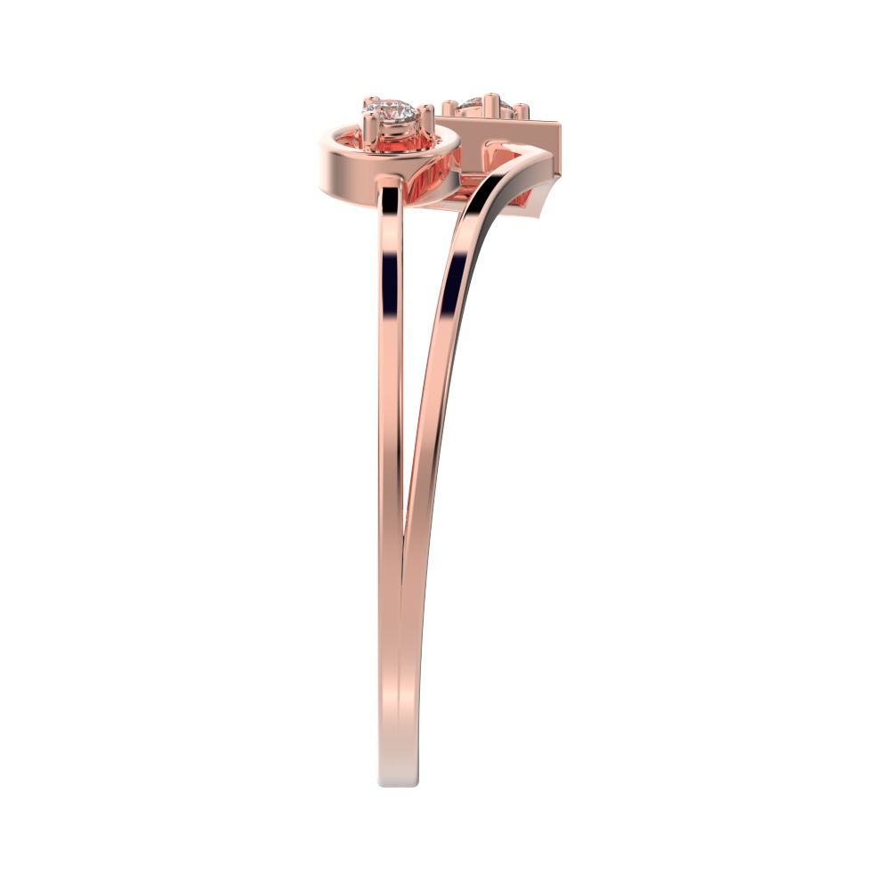 0.04 ct Round Cut Moissanite dainty Minimalist Split Shank dual band Stackable light cocktail 14K / 18K Solid Rose Gold everyday ring