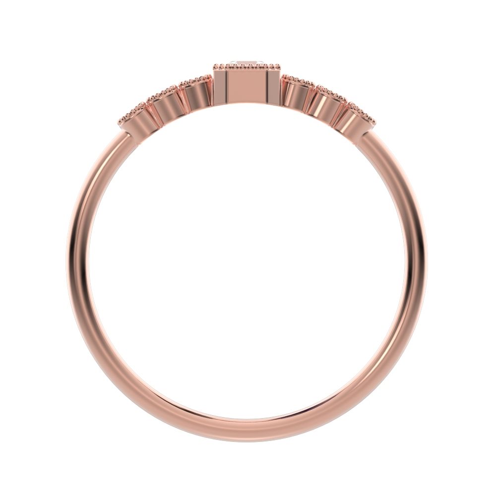 0.225 ct Cushion Cut Simulated Clear Diamond dainty halo Minimalist solitaire with accents milgrain 14K / 18K Solid Rose Gold everyday ring