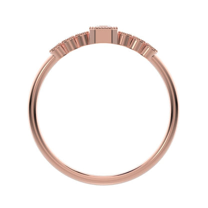 0.225 ct Cushion Cut Moissanite dainty halo Minimalist solitaire with accents bezel milgrain 14K / 18K Solid Rose Gold everyday ring