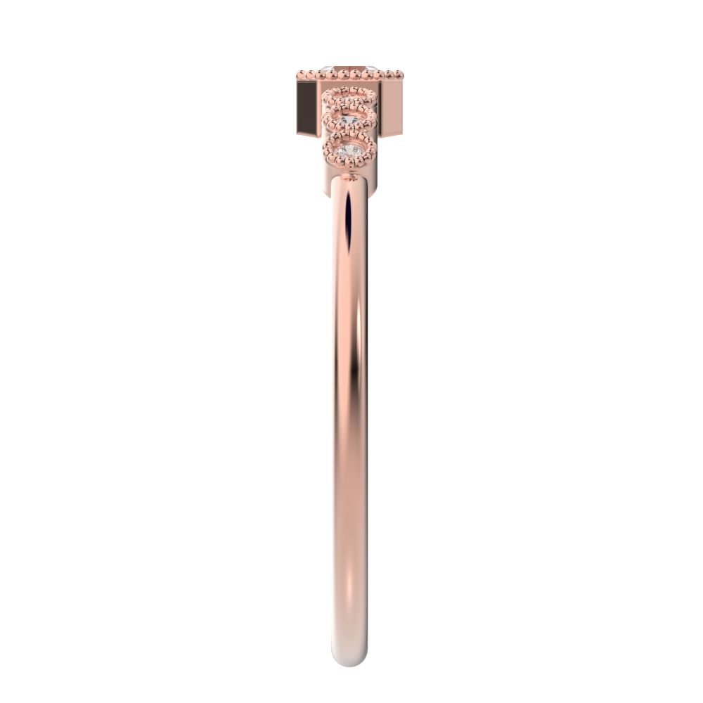 0.225 ct Cushion Cut Simulated Clear Diamond dainty halo Minimalist solitaire with accents milgrain 14K / 18K Solid Rose Gold everyday ring