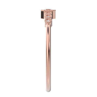 0.225 ct Cushion Cut Moissanite dainty halo Minimalist solitaire with accents bezel milgrain 14K / 18K Solid Rose Gold everyday ring