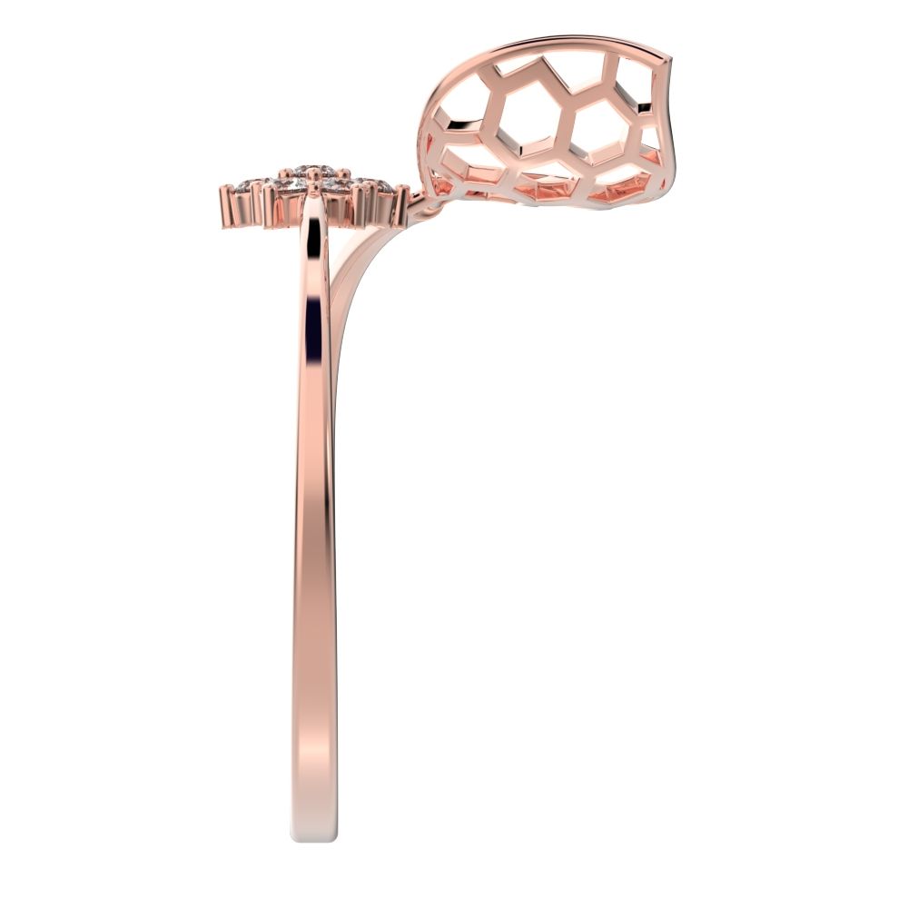 0.105 ct Round Cut Simulated Clear Diamond dainty Minimalist cluster petal halo spiral cocktail 14K / 18K Solid Rose Gold everyday ring