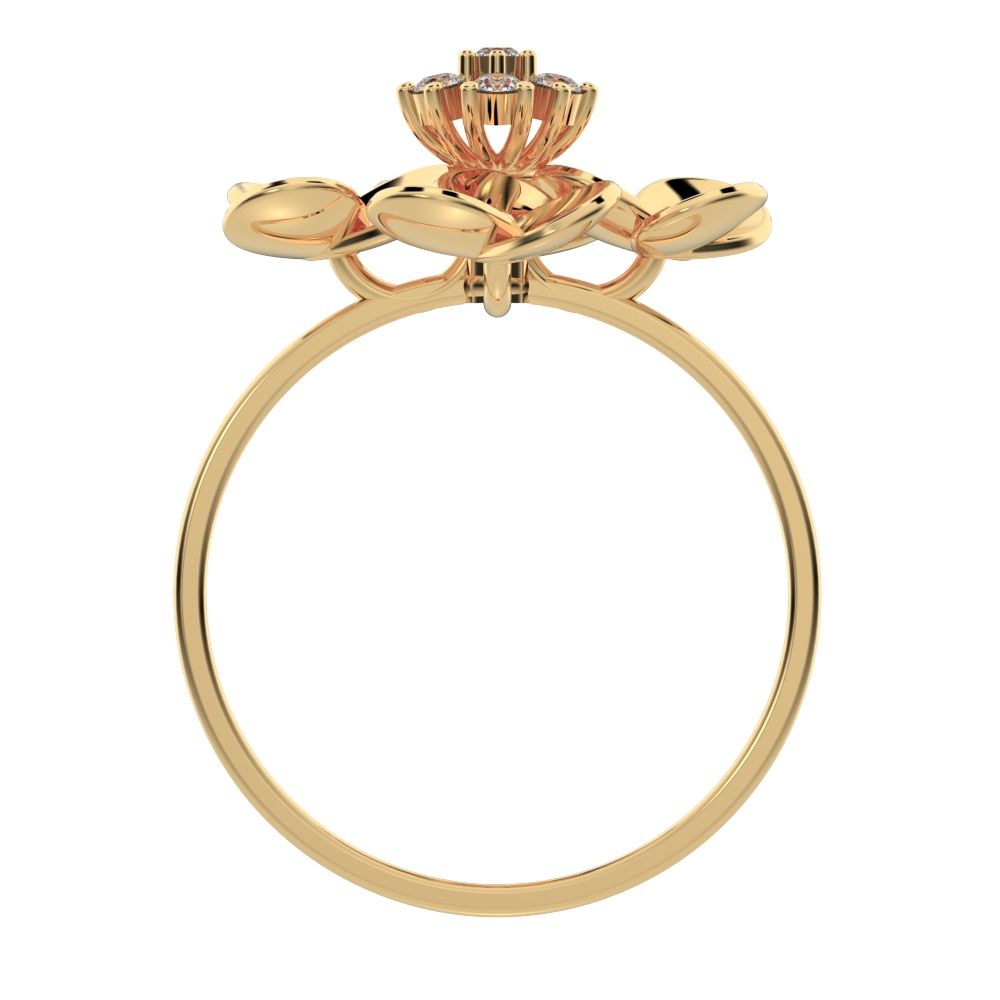 0.105 ct Round Cut Simulated Clear Diamond dainty Minimalist cluster petal halo vintage cocktail 14K / 18K Solid Yellow Gold everyday ring