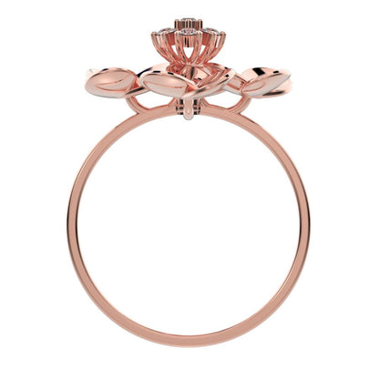 0.105 ct Round Cut Moissanite dainty Minimalist cluster petal halo vintage cocktail 14K / 18K Solid Rose Gold everyday ring
