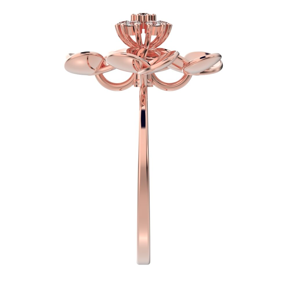 0.105 ct Round Cut Moissanite dainty Minimalist cluster petal halo vintage cocktail 14K / 18K Solid Rose Gold everyday ring