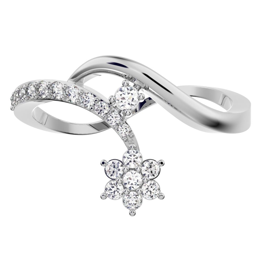 0.2525Ct Round Cut Simulated Clear Diamond star vertical infinity cluster halo twist 14K / 18K Solid White Gold everyday wedding band