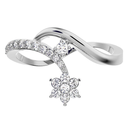 0.2525Ct Round Cut Simulated Clear Diamond star vertical infinity cluster halo twist 14K / 18K Solid White Gold everyday wedding band