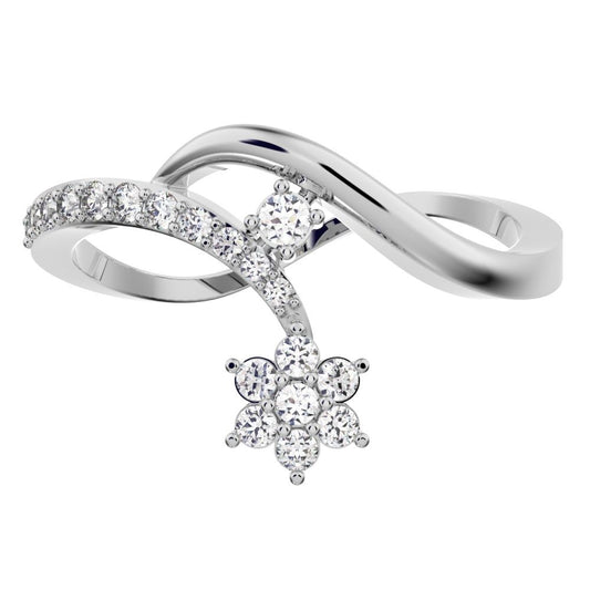 0.2525Ct Round Cut Simulated Clear Diamond star vertical infinity cluster halo twist 14K / 18K Solid White Gold everyday wedding band